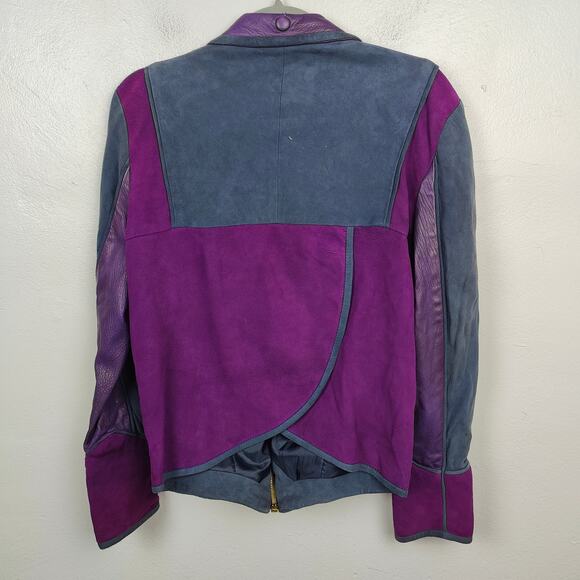 Heimstone Leather Jacket Womens 40 US Medium Approx Purple Gray Tuxedo WInter - Picture 6 of 7